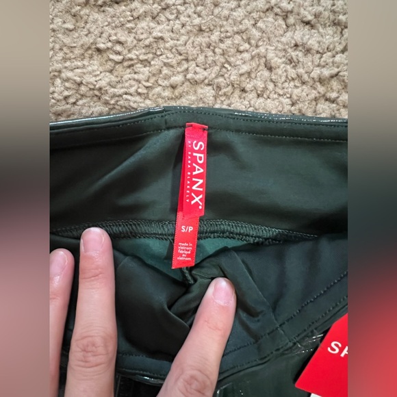 Spanx Faux Leather Leggings in Deep Green - Picture 6 of 7